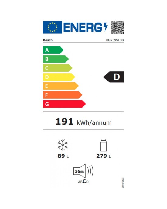 BOSCH KGN39VLDB Ψυγειοκαταψύκτης NoFrost Inox A+++